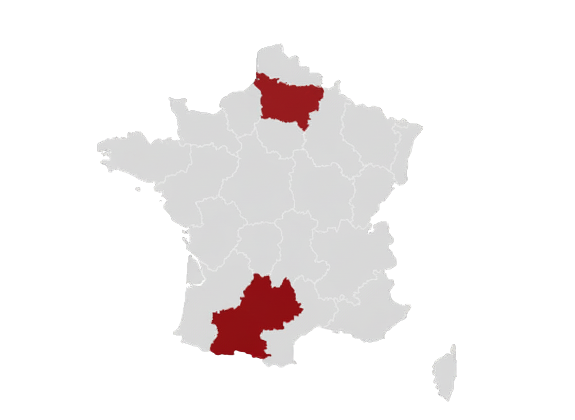 Carte France : Toulouse, Valenton, Les Ulis